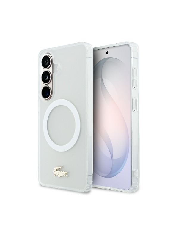 Lacoste Lacoste PC/TPU Fagyott Felület Arany Logo Mágneses Hátsó Tok Samsung Galaxy S26 Fehér