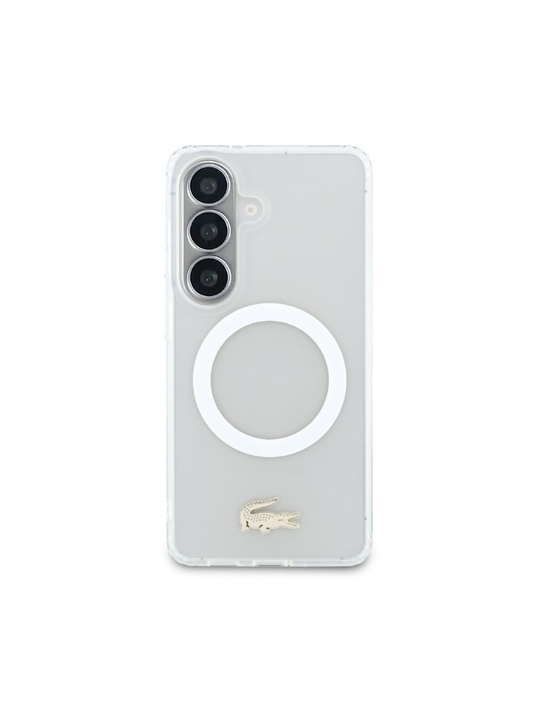 Lacoste Lacoste PC/TPU Fagyott Felület Arany Logo Mágneses Hátsó Tok Samsung Galaxy S26 Fehér