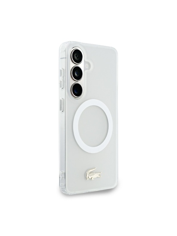 Lacoste Lacoste PC/TPU Fagyott Felület Arany Logo Mágneses Hátsó Tok Samsung Galaxy S26 Fehér