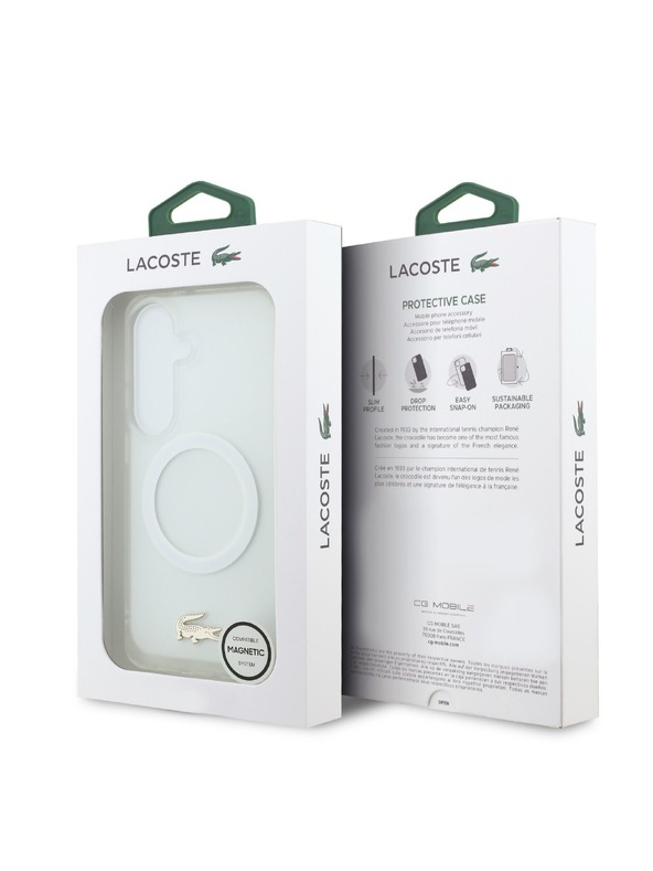 Lacoste Lacoste PC/TPU Fagyott Felület Arany Logo Mágneses Hátsó Tok Samsung Galaxy S26 Fehér