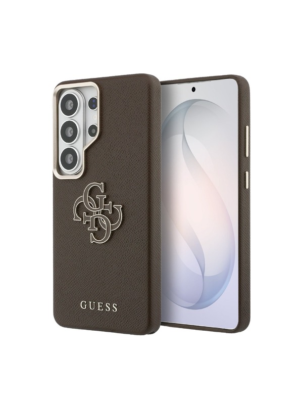 Guess Guess PU Szemcsés 4G Gyanta Fém Logo Hátsó Tok Samsung Galaxy S26 Ultra Brown