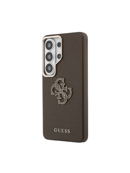 Guess Guess PU Szemcsés 4G Gyanta Fém Logo Hátsó Tok Samsung Galaxy S26 Ultra Brown
