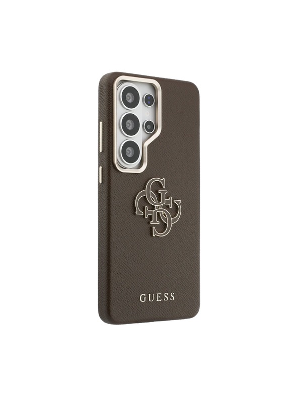 Guess Guess PU Szemcsés 4G Gyanta Fém Logo Hátsó Tok Samsung Galaxy S26 Ultra Brown