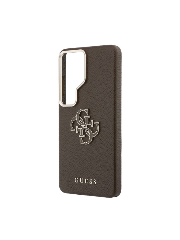 Guess Guess PU Szemcsés 4G Gyanta Fém Logo Hátsó Tok Samsung Galaxy S26 Ultra Brown