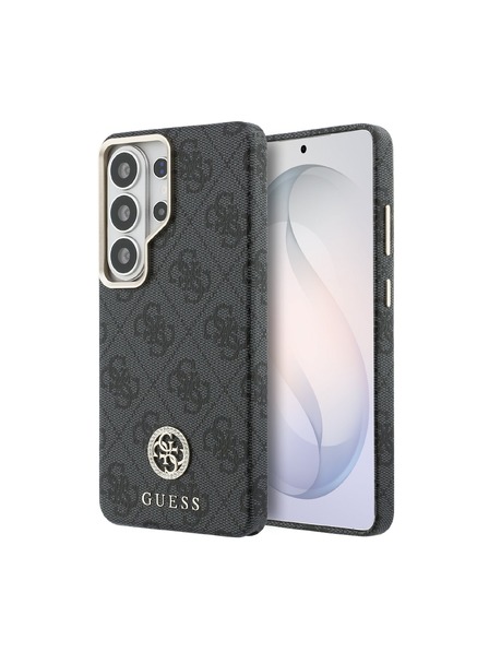 Guess Guess PU Bőr 4G Strass Logo Arany Keret Mágneses Hátsó Tok Samsung Galaxy S26 Ultra Black