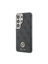 Guess Guess PU Bőr 4G Strass Logo Arany Keret Mágneses Hátsó Tok Samsung Galaxy S26 Ultra Black