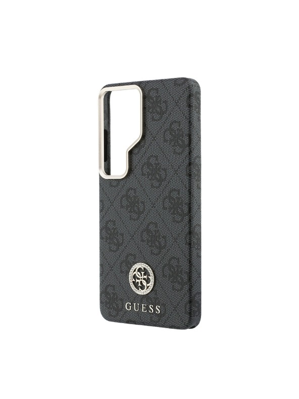 Guess Guess PU Bőr 4G Strass Logo Arany Keret Mágneses Hátsó Tok Samsung Galaxy S26 Ultra Black