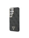 Guess Guess PU Bőr 4G Strass Háromszög Logo Arany Keret Mágneses Hátsó Tok Samsung Galaxy S26 Ultra Black