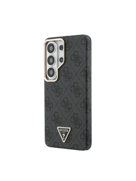 Guess Guess PU Bőr 4G Strass Háromszög Logo Arany Keret Mágneses Hátsó Tok Samsung Galaxy S26 Ultra Black