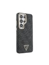 Guess Guess PU Bőr 4G Strass Háromszög Logo Arany Keret Mágneses Hátsó Tok Samsung Galaxy S26 Ultra Black
