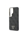 Guess Guess PU Bőr 4G Strass Háromszög Logo Arany Keret Mágneses Hátsó Tok Samsung Galaxy S26 Ultra Black