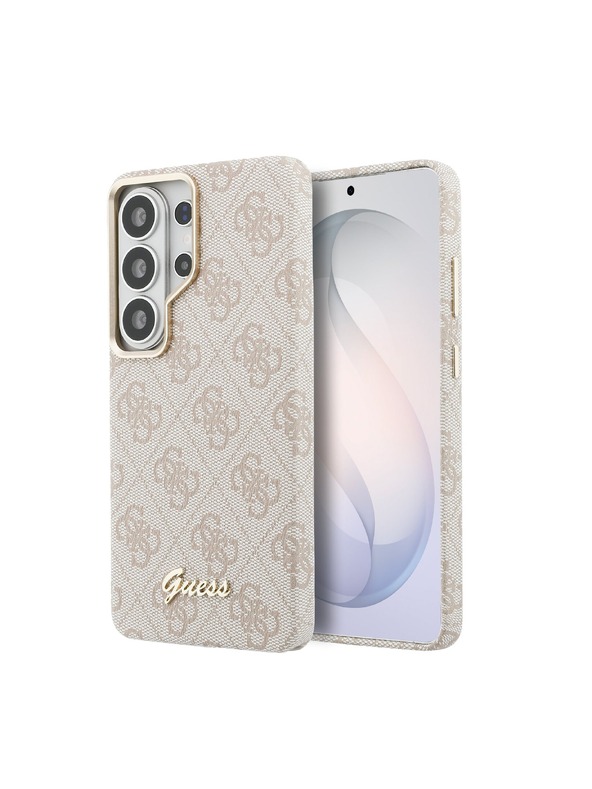 Guess Guess PU 4G Script Metal Logo Mágneses Hátsó Tok Samsung Galaxy S26 Ultra Pink