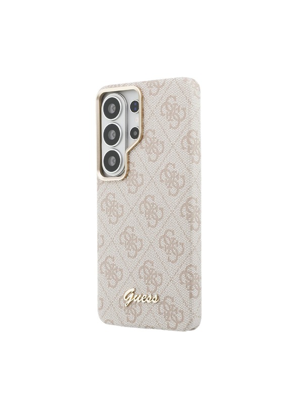 Guess Guess PU 4G Script Metal Logo Mágneses Hátsó Tok Samsung Galaxy S26 Ultra Pink