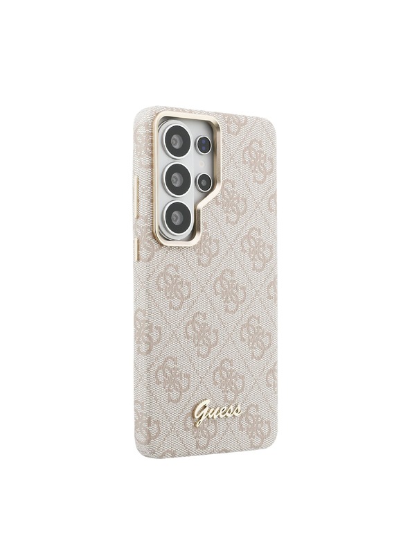 Guess Guess PU 4G Script Metal Logo Mágneses Hátsó Tok Samsung Galaxy S26 Ultra Pink