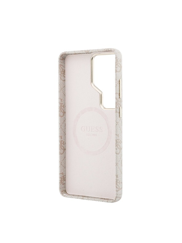 Guess Guess PU 4G Script Metal Logo Mágneses Hátsó Tok Samsung Galaxy S26 Ultra Pink