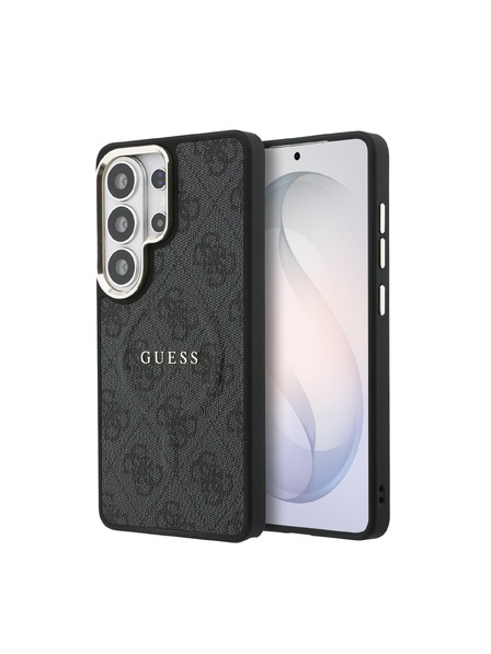 Guess Guess PU Bőr 4G Arany Keret Mágneses Hátsó Tok Samsung Galaxy S26 Ultra Black