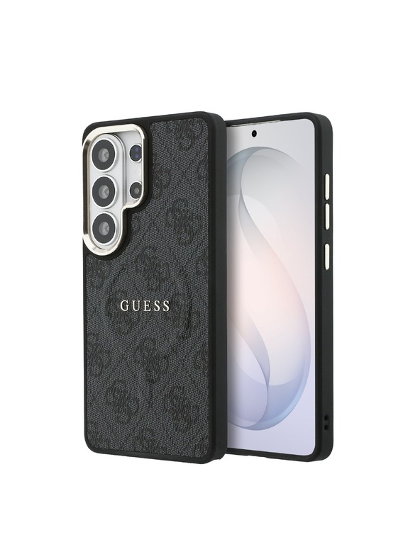 Guess Guess PU Bőr 4G Arany Keret Mágneses Hátsó Tok Samsung Galaxy S26 Ultra Black