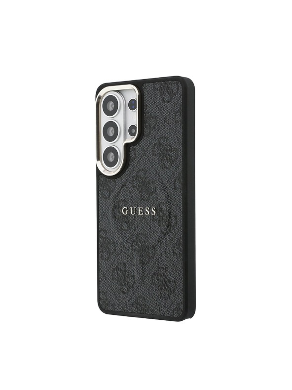 Guess Guess PU Bőr 4G Arany Keret Mágneses Hátsó Tok Samsung Galaxy S26 Ultra Black