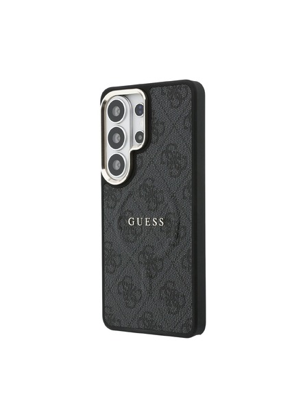 Guess Guess PU Bőr 4G Arany Keret Mágneses Hátsó Tok Samsung Galaxy S26 Ultra Black