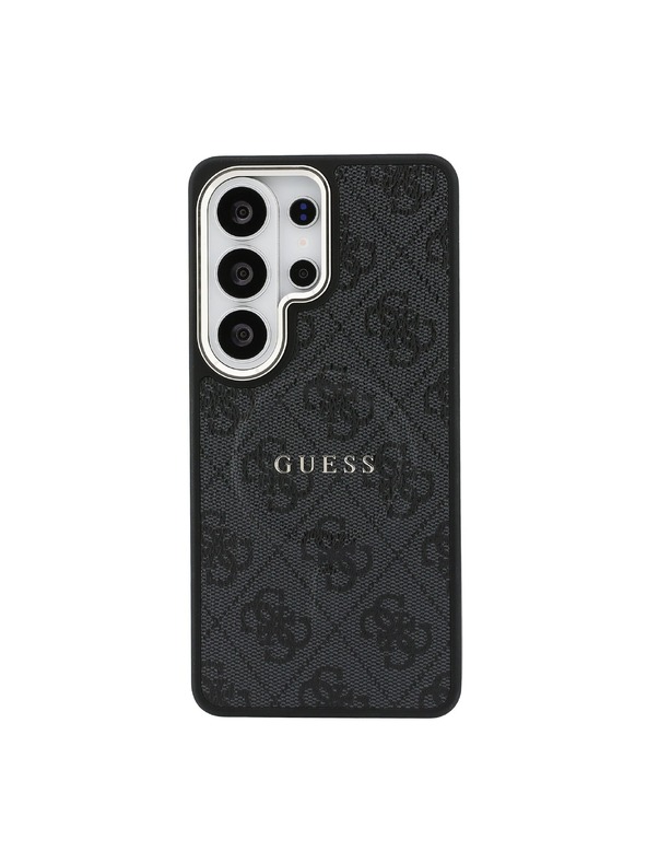 Guess Guess PU Bőr 4G Arany Keret Mágneses Hátsó Tok Samsung Galaxy S26 Ultra Black