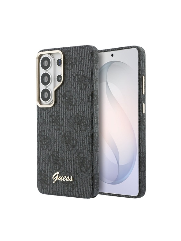 Guess Guess PU 4G Script Metal Logo Mágneses Hátsó Tok Samsung Galaxy S26 Ultra Black