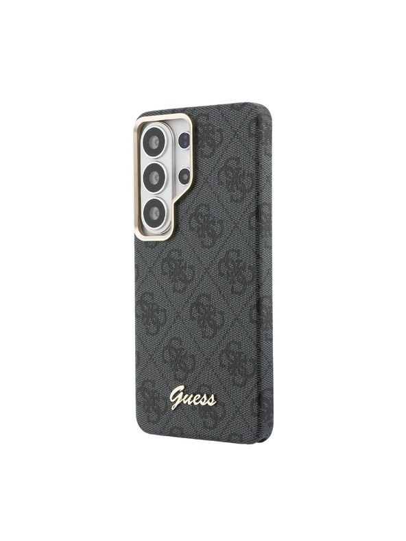 Guess Guess PU 4G Script Metal Logo Mágneses Hátsó Tok Samsung Galaxy S26 Ultra Black