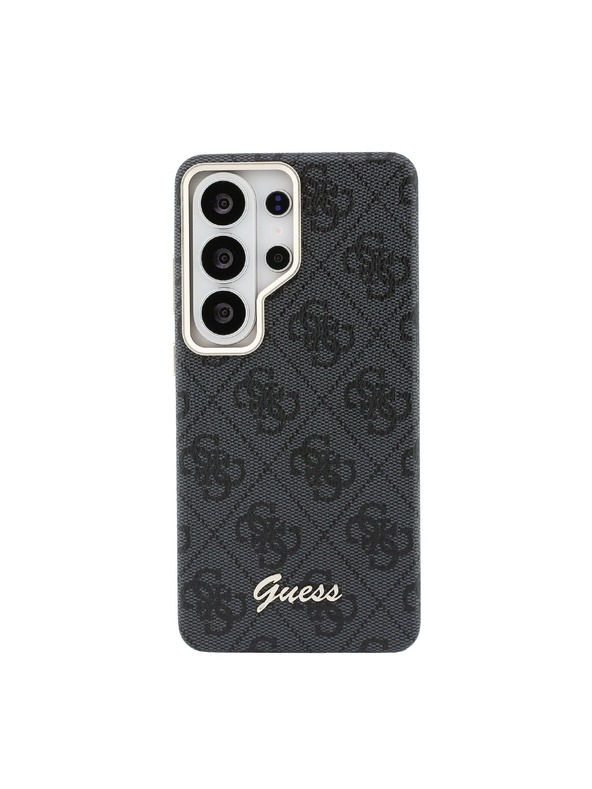 Guess Guess PU 4G Script Metal Logo Mágneses Hátsó Tok Samsung Galaxy S26 Ultra Black