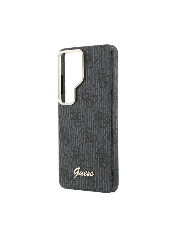 Guess Guess PU 4G Script Metal Logo Mágneses Hátsó Tok Samsung Galaxy S26 Ultra Black