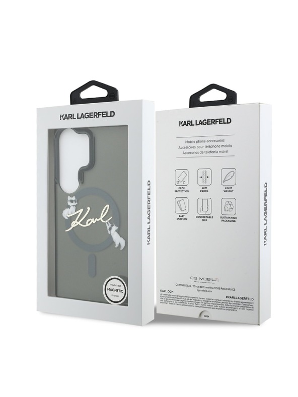Karl Lagerfeld Karl Lagerfeld IML Choupette Karl Script Logo Mágneses Hátsó Tok Samsung Galaxy S26 Ultra Black