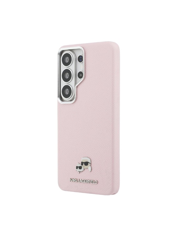 Karl Lagerfeld Karl Lagerfeld Grained PU Leather K&CH Heads Magnetic Hátlap Samsung Galaxy S26 Ultra számára Pink