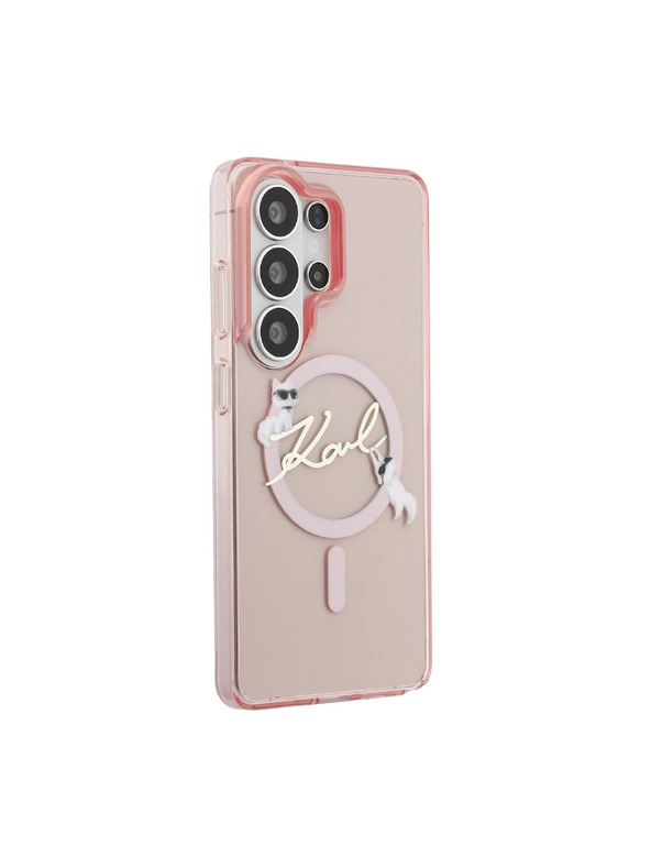 Karl Lagerfeld Karl Lagerfeld IML Choupette Karl Script Logo Magnetic Hátlap Samsung Galaxy S26 Ultra számára Pink