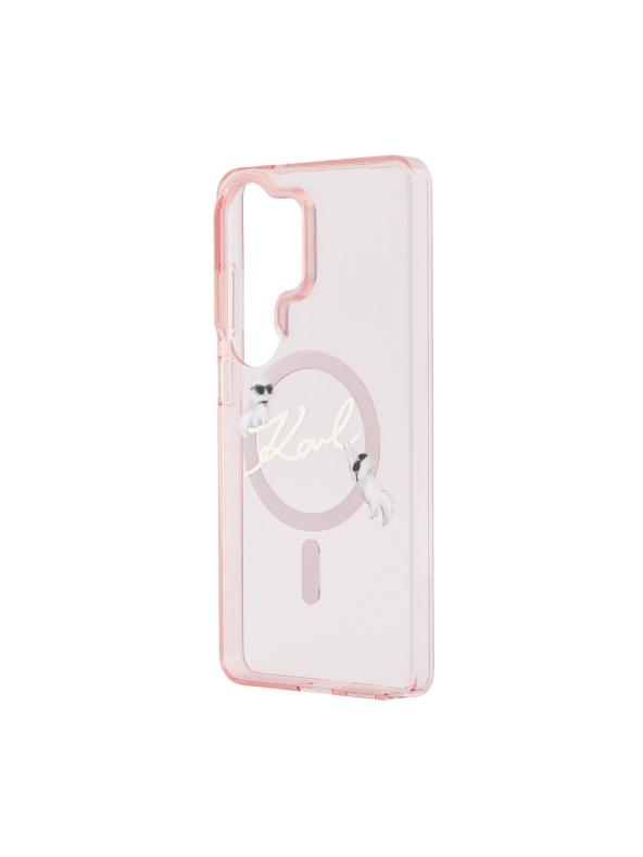 Karl Lagerfeld Karl Lagerfeld IML Choupette Karl Script Logo Magnetic Hátlap Samsung Galaxy S26 Ultra számára Pink