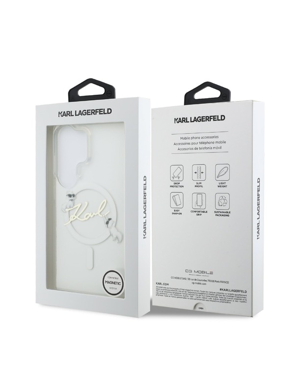 Karl Lagerfeld Karl Lagerfeld IML Choupette Karl Script Logo Magnetic Hátlap Samsung Galaxy S26 Ultra számára Transparent