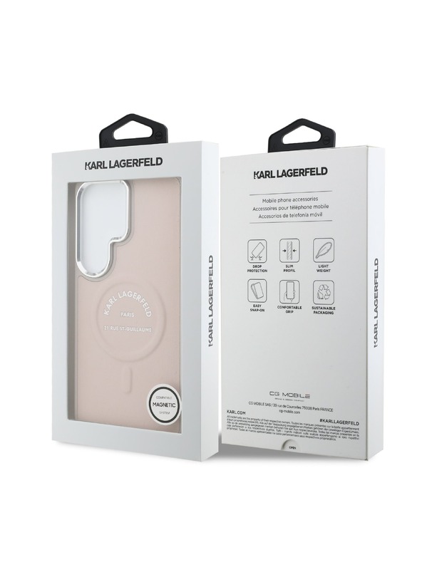 Karl Lagerfeld Karl Lagerfeld PU RSG Logo Magnetic Hátlap Samsung Galaxy S26 Ultra számára Pink