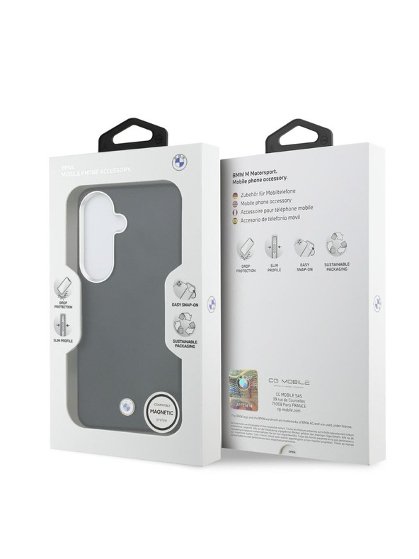 BMW BMW Signature PU Leather Metal Logo Magnetic Hátlap Samsung Galaxy S26+ számára Black