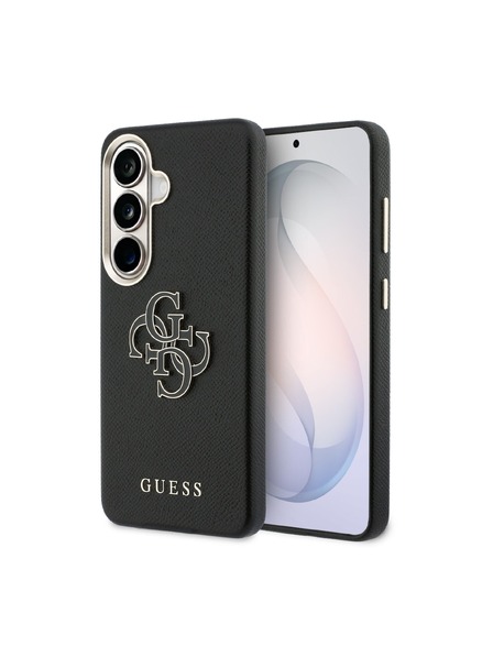 Guess Guess PU Grained 4G Resin Metal Logo Hátlap Samsung Galaxy S26+ számára Black