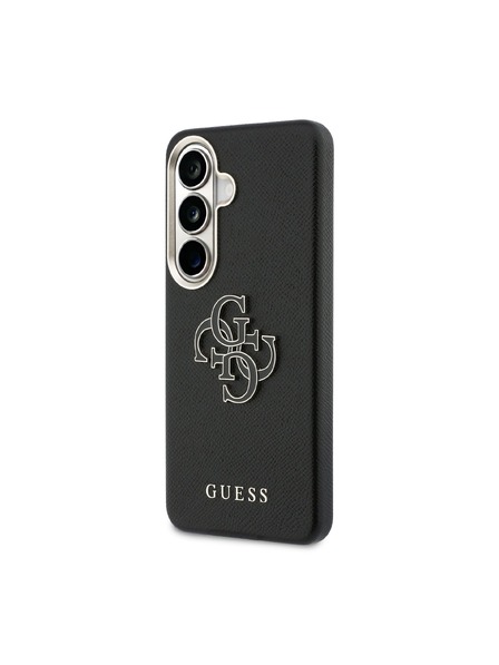 Guess Guess PU Grained 4G Resin Metal Logo Hátlap Samsung Galaxy S26+ számára Black