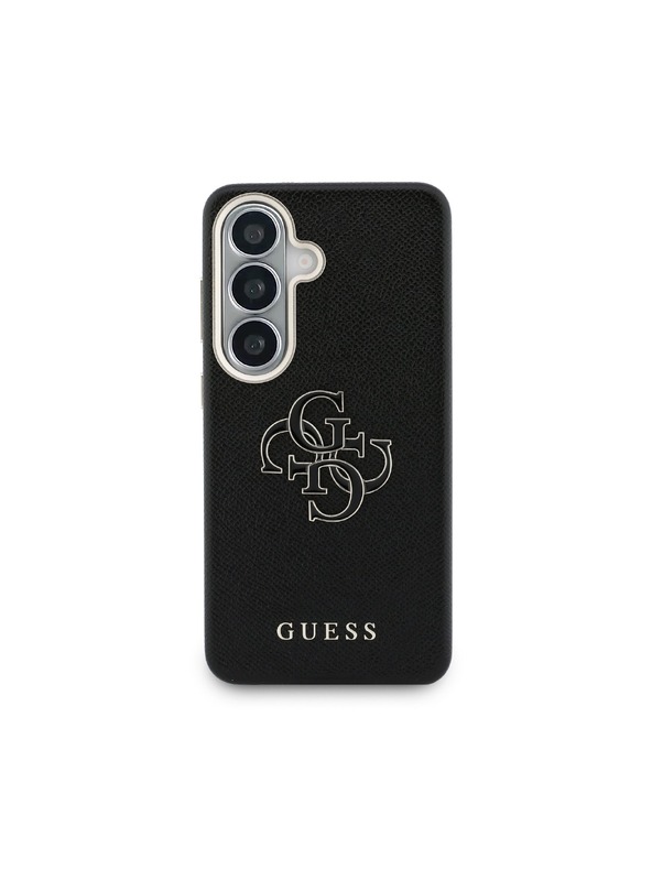 Guess Guess PU Grained 4G Resin Metal Logo Hátlap Samsung Galaxy S26+ számára Black