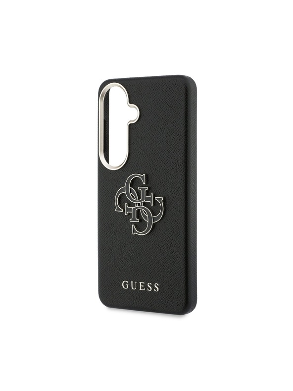Guess Guess PU Grained 4G Resin Metal Logo Hátlap Samsung Galaxy S26+ számára Black