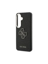 Guess Guess PU Grained 4G Resin Metal Logo Hátlap Samsung Galaxy S26+ számára Black