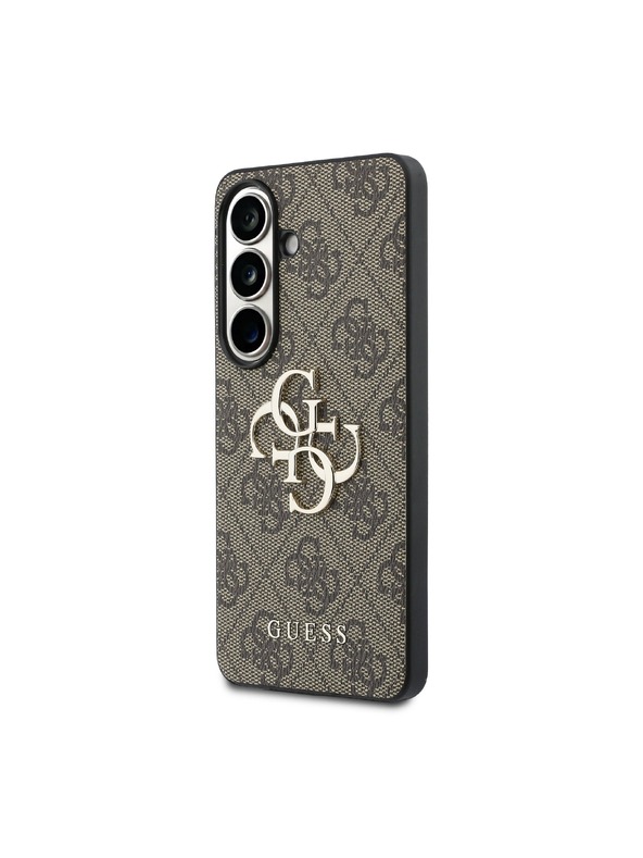 Guess Guess PU 4G Metal Logo Hátlap Samsung Galaxy S26+ számára Brown