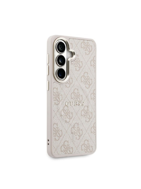 Guess Guess PU Leather 4G Gold Frame Magnetic Hátlap Samsung Galaxy S26+ számára Pink