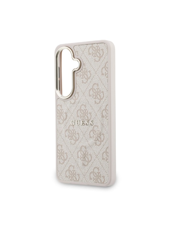 Guess Guess PU Leather 4G Gold Frame Magnetic Hátlap Samsung Galaxy S26+ számára Pink