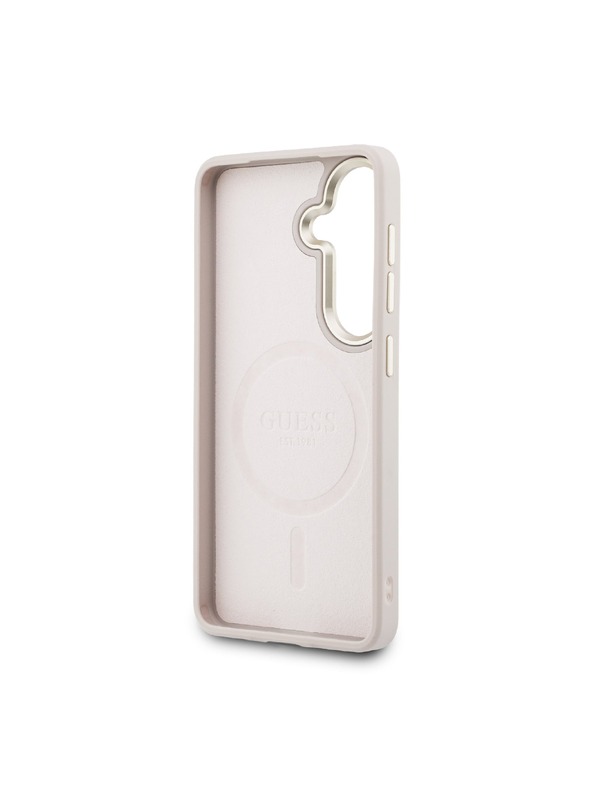 Guess Guess PU Leather 4G Gold Frame Magnetic Hátlap Samsung Galaxy S26+ számára Pink