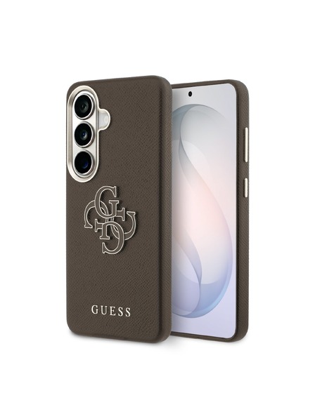 Guess Guess PU Grained 4G Resin Metal Logo Hátlap Samsung Galaxy S26+ számára Brown