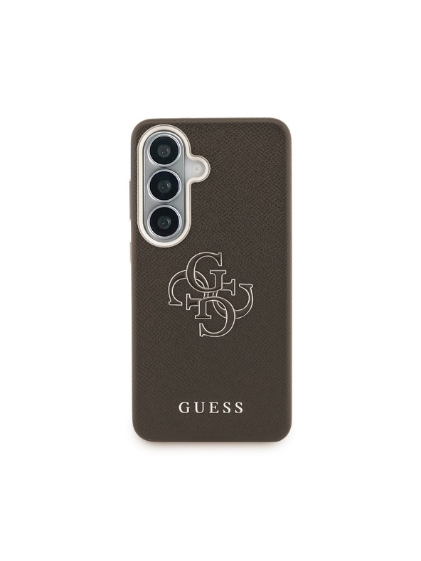 Guess Guess PU Grained 4G Resin Metal Logo Hátlap Samsung Galaxy S26+ számára Brown