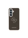 Guess Guess PU Grained 4G Resin Metal Logo Hátlap Samsung Galaxy S26+ számára Brown