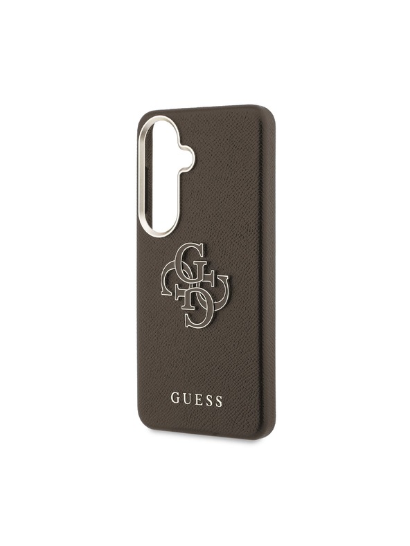 Guess Guess PU Grained 4G Resin Metal Logo Hátlap Samsung Galaxy S26+ számára Brown