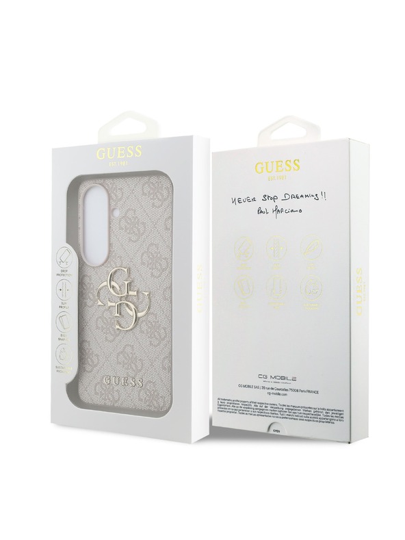 Guess Guess PU 4G Metal Logo Hátlap Samsung Galaxy S26+ számára Pink