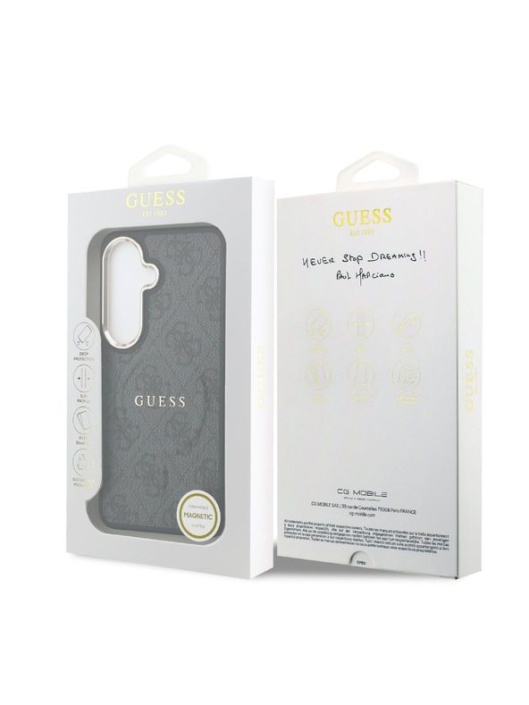 Guess Guess PU Leather 4G Gold Frame Magnetic Hátlap Samsung Galaxy S26+ számára Black